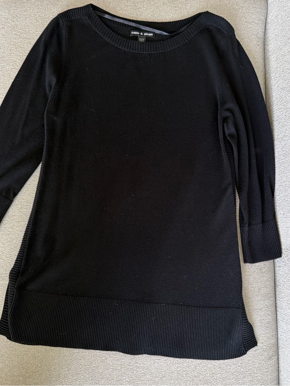 Cable & Gauge Black Ribbed Crew Neck Sweater